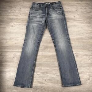 BKE Jeans Mens 33L 33x34 Medium Wash Jake Straight Leg Whipstitch Whiskered EUC